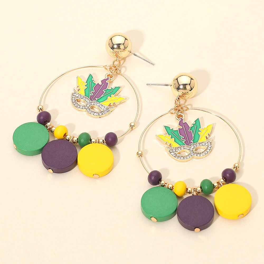 Festive Multicolor Mardi Gras Tinsel Fringe Statement Earrings